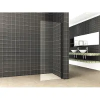 Klea Zijwand Voor Schuifbare Nisdeur Met Mat Zwart Profiel 100x200cm 8mm Antikalk Veiligheidsglas Met NANO Coating