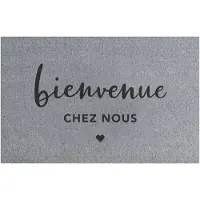 Eulenschnitt Deurmat bienvenue chez nous. 45x75cm. Grijs / wit