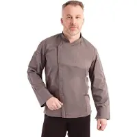 Chef Works Urban Hartford unisex koksbuis met rits lange mouw grijs S, Borstomvang: 92-97cm