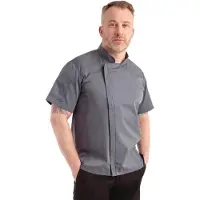Chef Works Urban Springfield unisex koksbuis met rits korte mouw inktblauw S, Borstomvang: 92-97cm
