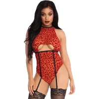 Leg avenue Sheer backless garter teddy