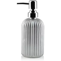 BathLAB by MONDEX Zeepdispenser Elora | BathLAB by MONDEX glas zilverkleurig 7.8x7.8x19.5 cm zeepdispensers en -schalen | NADUVI