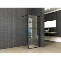 Klea Horizontale Inloopdouche Mat Zwart Raster 120cm Antikalk 8mm Veiligheidsglas