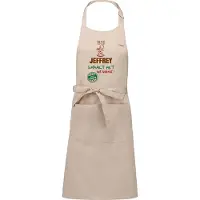Kariban Naamcadeau - Naamschort - Keukenschort met je naam - BBQ schort - verjaardag - vaderdag - beige - het smaakt het lekkerst bij: Jeffrey