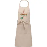 Kariban Naamcadeau - Naamschort - Keukenschort met je naam - BBQ schort - verjaardag - vaderdag - beige - het smaakt het lekkerst bij: Johannes