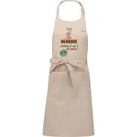 Kariban Naamcadeau - Naamschort - Keukenschort met je naam - BBQ schort - verjaardag - vaderdag - beige - het smaakt het lekkerst bij: Hendrik