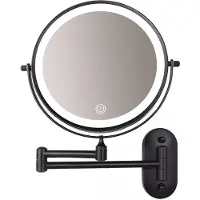 Guido Gusto Make-up spiegel wand 5x vergrotend met dimbare LED verlichting mat zwart