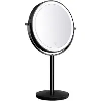 Guido Gusto Make-up spiegel staand 10x vergrotend met dimbare LED verlichting mat zwart