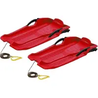 Prosperplast set van 2x stuks kinder winter Slee Hornet 80cm met Rem Rood - sleeen