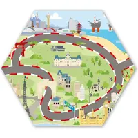 MuchoWow Hexagon wanddecoratie - Kunststof Wanddecoratie - Hexagon Schilderij - Racebaan - Kinderen - Auto - 120x103 cm