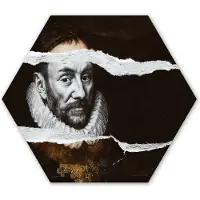 MuchoWow Hexagon wanddecoratie - Kunststof Wanddecoratie - Hexagon Schilderij - Willem van Oranje - Oude Meesters Zwart - Wit - 75x65 cm