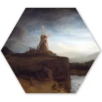 MuchoWow Hexagon wanddecoratie - Kunststof Wanddecoratie - Hexagon Schilderij - De molen - Rembrandt van Rijn - 75x65 cm