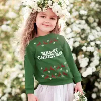 B&C Kersttrui Groen Kind - Merry Christmas Rendieren (5-6 jaar - MAAT 110/116) - Kerstkleding voor jongens & meisjes