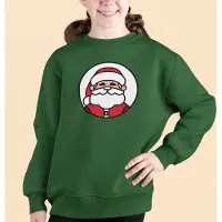 B&C Kersttrui Groen Kind - Kerstman (7-8 jaar - MAAT 122/128) - Kerstkleding voor jongens & meisjes