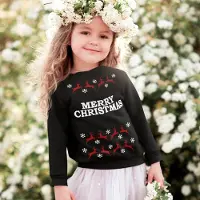 B&C Kersttrui Zwart Kind - Merry Christmas Rendieren (9-11 jaar - MAAT 134/140) - Kerstkleding voor jongens & meisjes