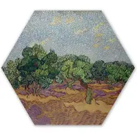 MuchoWow Hexagon wanddecoratie - Kunststof Wanddecoratie - Hexagon Schilderij - Olijfgaard met lichtblauwe hemel - Vincent van Gogh - 120x103 cm