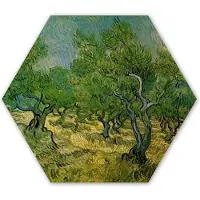 MuchoWow Hexagon wanddecoratie - Kunststof Wanddecoratie - Hexagon Schilderij - Olijfgaard - Vincent van Gogh - 75x65 cm