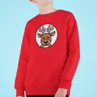 B&C Kersttrui Rood Kind - Rendier (12-14 jaar - MAAT 158/164) - Kerstkleding voor jongens & meisjes