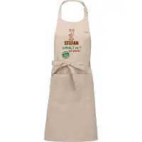 Kariban Naamcadeau - Naamschort - Keukenschort met je naam - BBQ schort - verjaardag - vaderdag - beige - het smaakt het lekkerst bij: Stefan