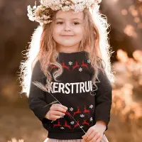 B&C Foute Kersttrui Zwart Kind - Kersttrui Rendieren (12-14 jaar - MAAT 158/164) - Kerstkleding voor jongens & meisjes