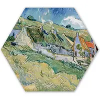 MuchoWow Hexagon wanddecoratie - Kunststof Wanddecoratie - Hexagon Schilderij - Huisjes met rieten daken in Cordeville - Vincent van Gogh - 75x65 cm