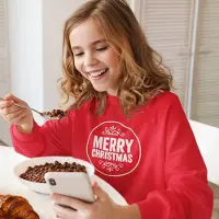 B&C Kersttrui Rood Kind - Merry Christmas Round (5-6 jaar - MAAT 110/116) - Kerstkleding voor jongens & meisjes
