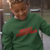 B&C Kersttrui Groen Kind - Merry Christmas Red (12-14 jaar - MAAT 158/164) - Kerstkleding voor jongens & meisjes