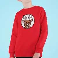 B&C Kersttrui Rood Kind - Rendier (9-11 jaar - MAAT 134/140) - Kerstkleding voor jongens & meisjes