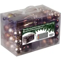 4seasonz kunststof kerstballen set 130 ballen, piek, parelsnoer /bruin