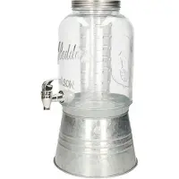 Vivalto Drankdispenser - glas - 3,8 liter - met tapkraantje - zilverkleurig - 38 cm