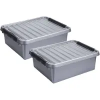 Sunware 2x stuks opberg box/opbergdoos 25 liter 50 x 40 x 18 cm kunststof - Opbergbox
