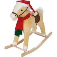 Roba schommelpaard, met kerstmuts en sjaal, bekleed, met zadel, geluidseffecten, 63x31x73 cm, geschikt vanaf 24 maanden