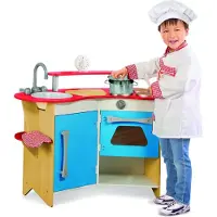 Melissa & Doug houten hoekkeuken 93 x 42 x 66 blauw/rood