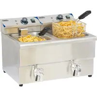 Casselin friteuse met aftapkraan 2x 8 l van roestvrij sta...