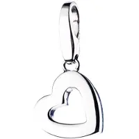 Giorgio Martello charm, bedel, hanger 925/000 gerhodineerd gepolijst zilver open hart met karabijnslot.