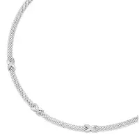 Smart Jewel Glanzend gerhodineerd sterling zilver 925/0000 mesh-collier 45cm met 3 tussenschakels Xmotief.
