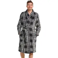 Pastunette heren badjas Fleece - 115CM - Ruit - XL - Grijs