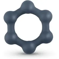 Huismerk Hexagon Cockring Met Stalen Kogels - 1 Stuk