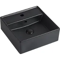 Guido Gusto Wastafel Isabella 40x40x15cm mat zwart met 1 kraangat en overloop inclusief afvoerplug