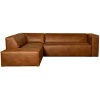Livin24 Hoekbank Memphis eco-leer cognac links