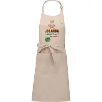 Kariban Naamcadeau - Naamschort - Keukenschort met je naam - Kookschort - verjaardag - moederdag - beige - het smaakt het lekkerst bij: Jolanda