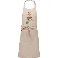 Kariban Naamcadeau - Naamschort - Keukenschort met je naam - Kookschort - verjaardag - moederdag - beige - het smaakt het lekkerst bij: Tessa