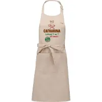 Kariban Naamcadeau - Naamschort - Keukenschort met je naam - Kookschort - verjaardag - moederdag - beige - het smaakt het lekkerst bij: Catharina