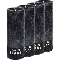 Spaas Rustieke Stompkaarsen 70/190 mm - Zwart - circa 95u - 4 kaarsen