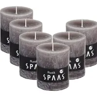 Spaas Rustieke Stompkaarsen 70/80 mm - Taupe - circa 30u - 6 kaarsen