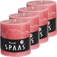 Spaas Rustieke Stompkaarsen 100/100 mm - Oudroze - circa 75u - 4 kaarsen