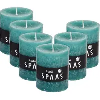 Spaas Rustieke Stompkaarsen 70/80 mm - Smaragdgroen - circa 30u - 6 kaarsen