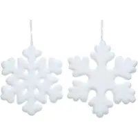 Décoris 5 stuks! Sneeuwvlok foam fiber d20 en h2,3 cm wit Kerst