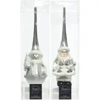 Décoris Kerst Piek glas figuur d8 en h8 cm wit/zilver