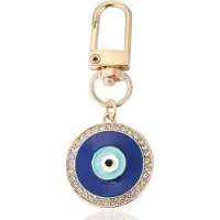 LGT JWLS Goudkleurige Sleutelhanger met Oog en Steentjes Blauw